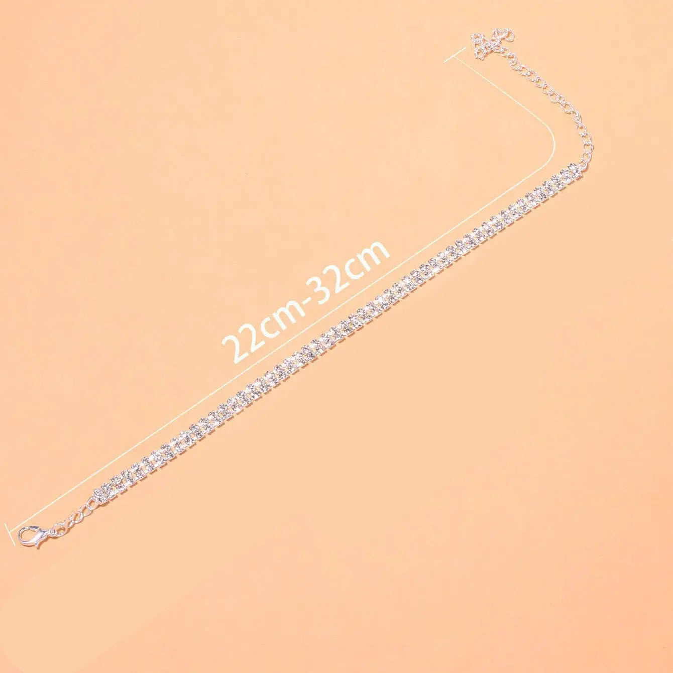 Qiao Jin Cross border Personalized Double Love Water Diamond Feet Chain, European and American Sexy Full Diamond Versatile Shining Beach Footwear Jewelry AQP-STORE