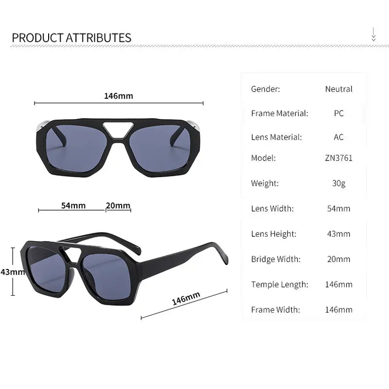 2024's latest fashionable, aviator-style sunglasses with double bridges AQP-STORE