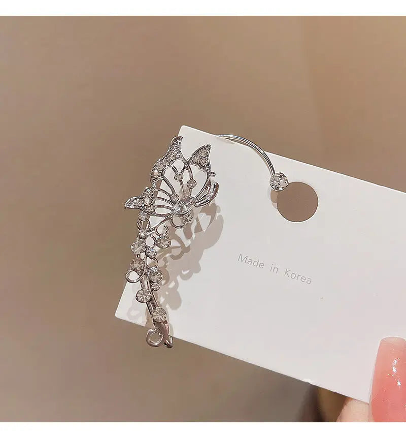 Light luxury niche internet celebrity same style exquisite zircon butterfly earrings for women without pierced ears bone clip ear hanging ear studs ear jewelry AQP-STORE