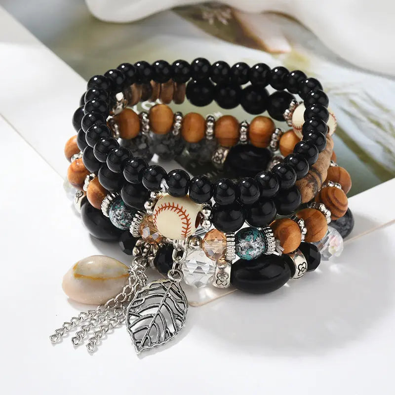 European and American jewelry Bohemian spring and summer multi-layer elastic rope hand-beaded bracelet natural shell bracelet S004 AQP-STORE