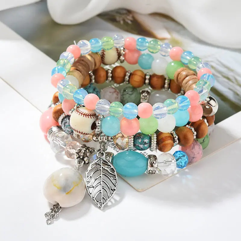 European and American jewelry Bohemian spring and summer multi-layer elastic rope hand-beaded bracelet natural shell bracelet S004 AQP-STORE