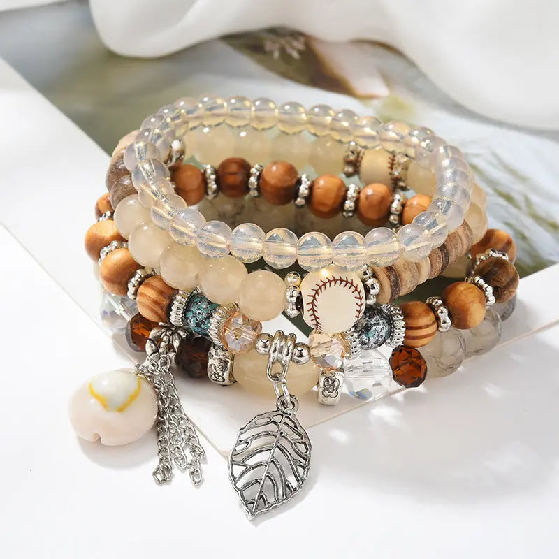 European and American jewelry Bohemian spring and summer multi-layer elastic rope hand-beaded bracelet natural shell bracelet S004 AQP-STORE