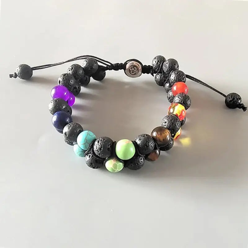 Cross-border Amazon hot selling Tiger Eye Imperial Stone Yoga Colorful Bracelet Hand Woven Double Row Bracelet Wholesale AQP-STORE