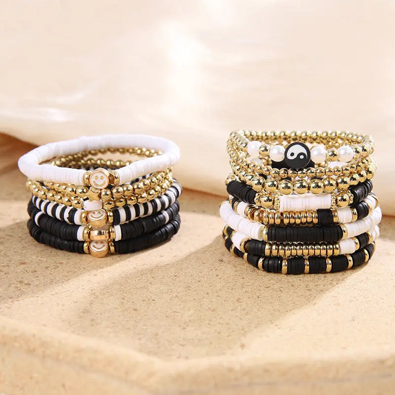 European and American cross-border new color crystal beaded butterfly pendant bracelet multi-layered elastic bracelet set for women AQP-STORE