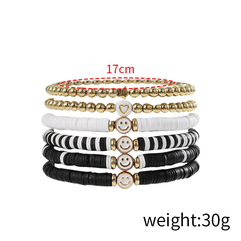 European and American cross-border new color crystal beaded butterfly pendant bracelet multi-layered elastic bracelet set for women AQP-STORE
