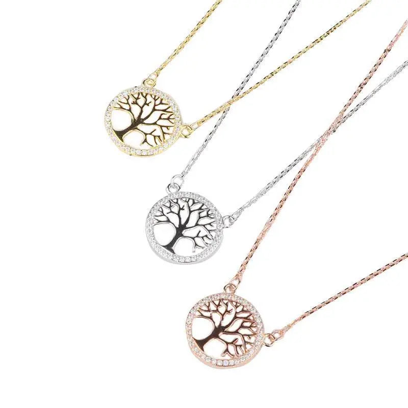 S925 silver round tree of life necklace Europe and the United States romantic exquisite fashion classic necklace source factory spot wholesale AQP-STORE