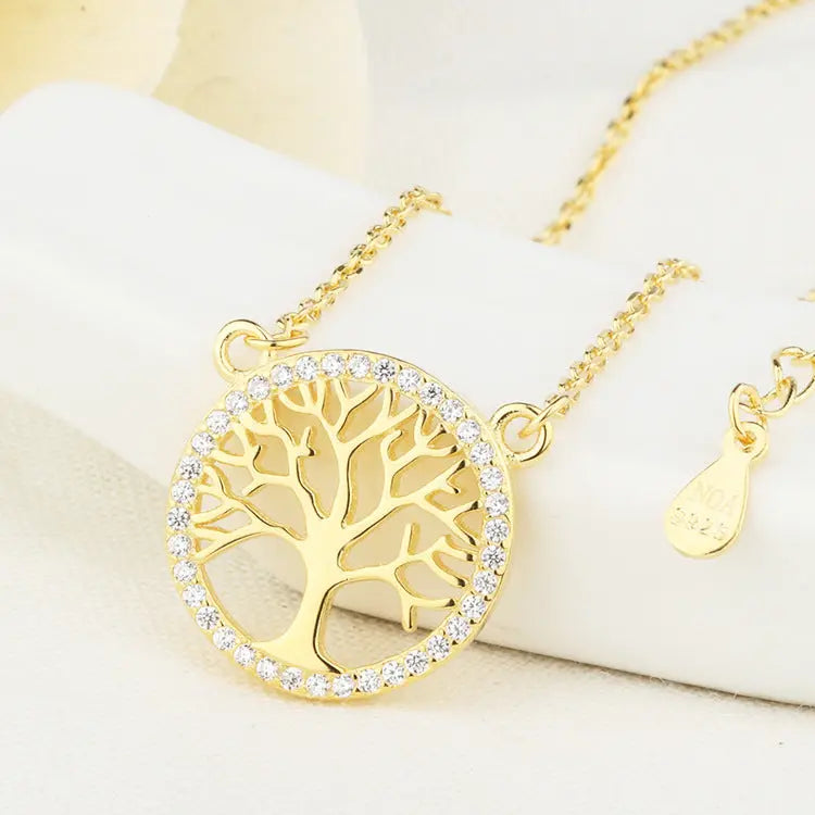 S925 silver round tree of life necklace Europe and the United States romantic exquisite fashion classic necklace source factory spot wholesale AQP-STORE