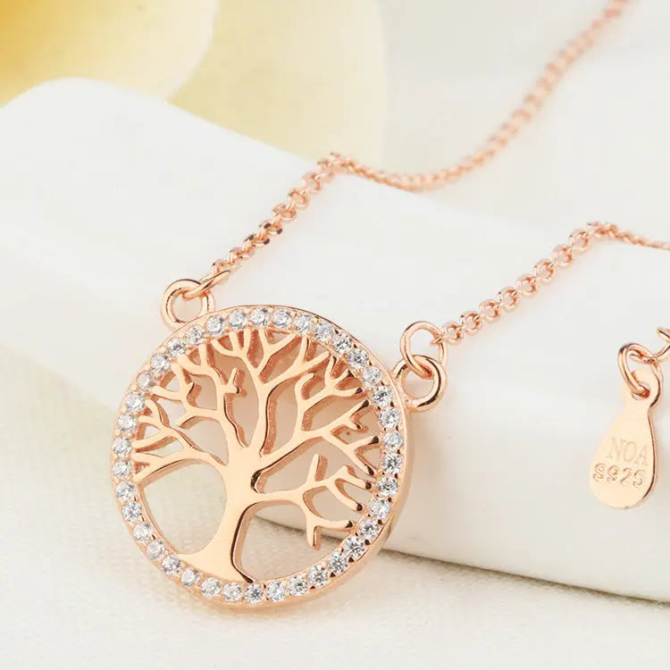 S925 silver round tree of life necklace Europe and the United States romantic exquisite fashion classic necklace source factory spot wholesale AQP-STORE