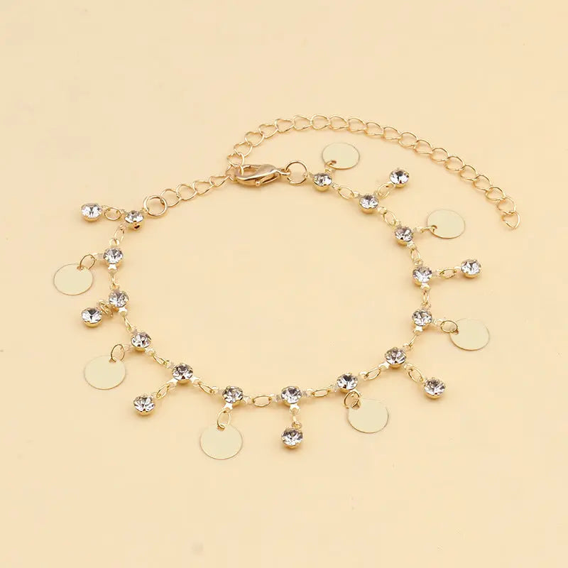 European and American jewelry ankle chains, retro ethnic Bohemian style beach ankle jewelry with diamond butterfly pendant, women's ankle chains AQP-STORE