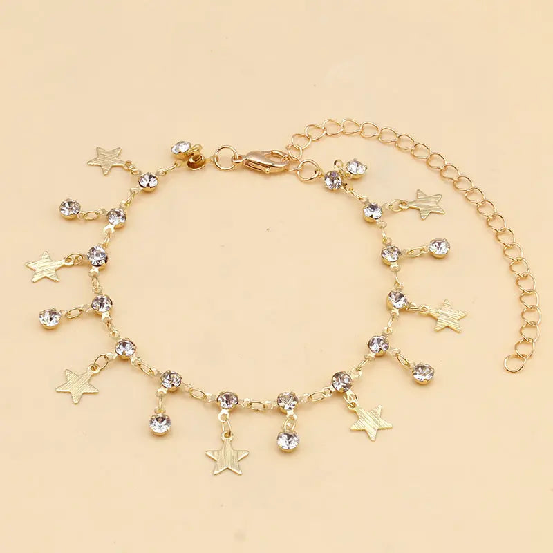 European and American jewelry ankle chains, retro ethnic Bohemian style beach ankle jewelry with diamond butterfly pendant, women's ankle chains AQP-STORE