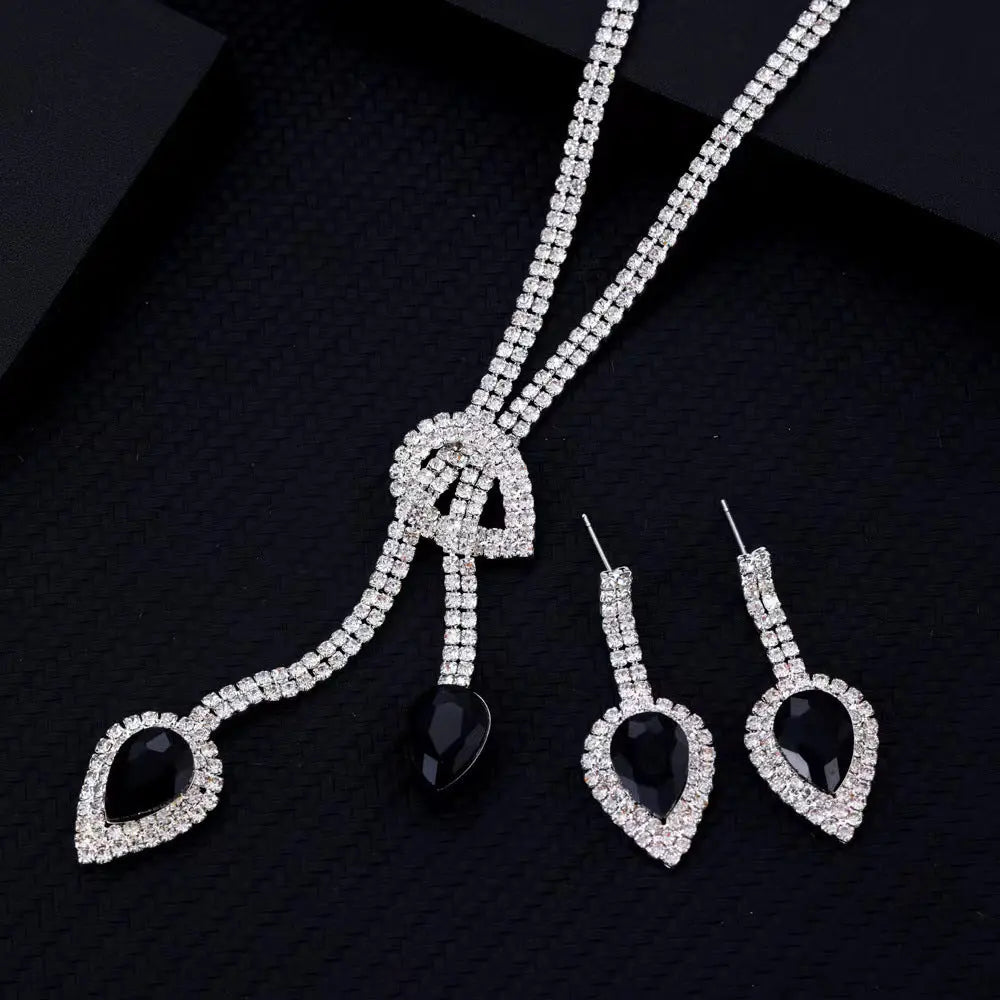 Cross border supply of popular green and blue necklaces, necklaces, earrings, two-piece wedding dress accessories in Europe and America AQP-STORE