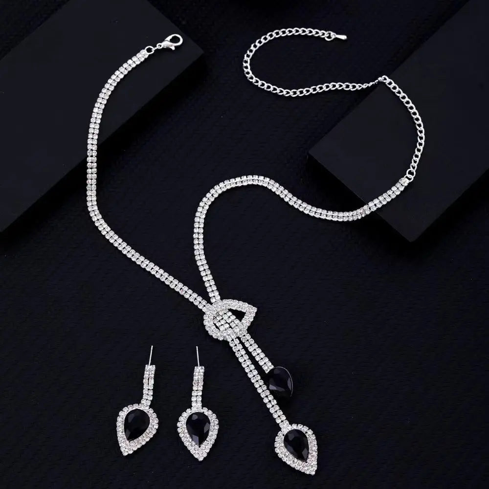 Cross border supply of popular green and blue necklaces, necklaces, earrings, two-piece wedding dress accessories in Europe and America AQP-STORE