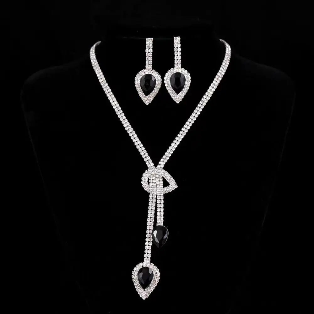 Cross border supply of popular green and blue necklaces, necklaces, earrings, two-piece wedding dress accessories in Europe and America AQP-STORE