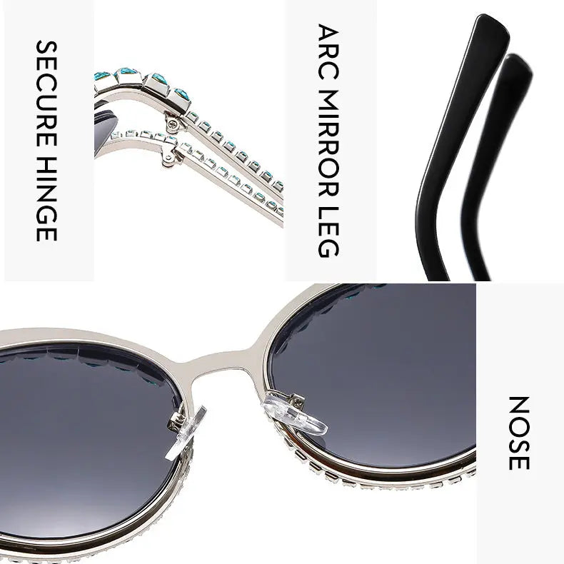 European and American new diamond-encrusted cat-eye sunglasses cross-border high-end luxury bling sunglasses ins style sunglasses AQP-STORE