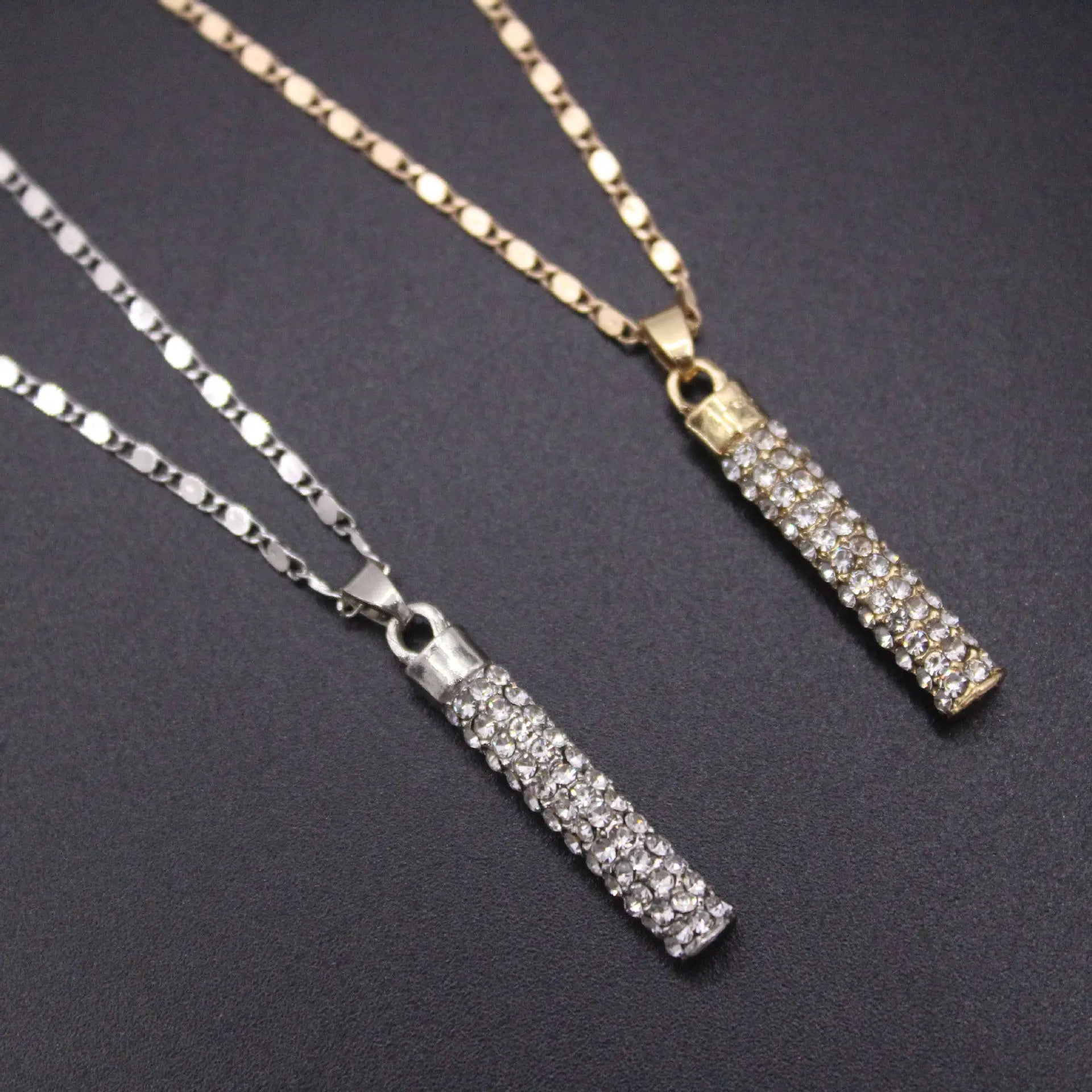 European and American fashion diamond inlaid cylindrical rod earring necklace set wedding jewelry necklace set AQP-STORE