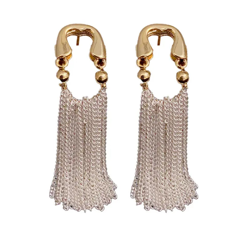 Classic half-moon curved shape decorated with beautiful cascading tassels AQP-STORE