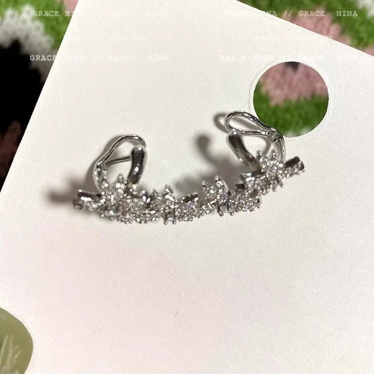 High-end light luxury full diamond flower ear bone clip for women without pierced ears temperament ear clip earrings 2023 new trend AQP-STORE