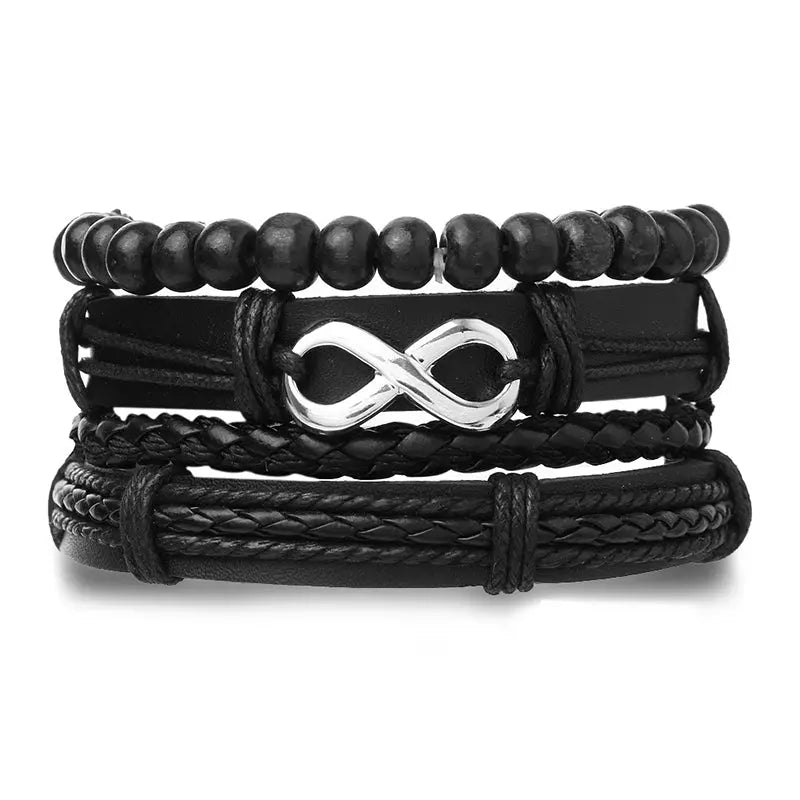 2125 European and American foreign trade retro multi-layer adjustable leather beaded bracelet hand-woven men's bracelet jewelry wholesale AQP-STORE