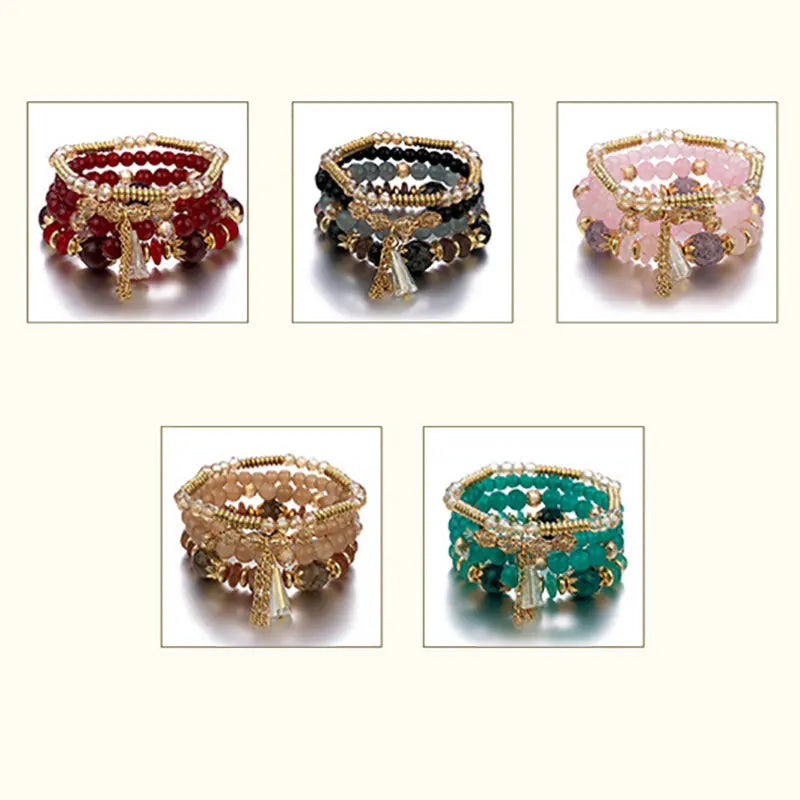 Exotic style tassel multi-layer bracelet European and American new women's hand jewelry cross-border crystal temperament bracelet jewelry wholesale AQP-STORE