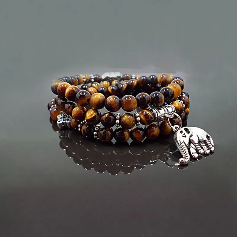 S466 European and American crystal tiger eye stone bracelet hand ornaments retro multi-layer elephant tiger eye stone pendant bracelet jewelry AQP-STORE