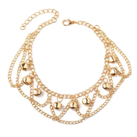 European and American cross-border trend personalized bell multi-layer chain bracelet ins internet celebrity simple temperament Korean style cute hand ornaments AQP-STORE