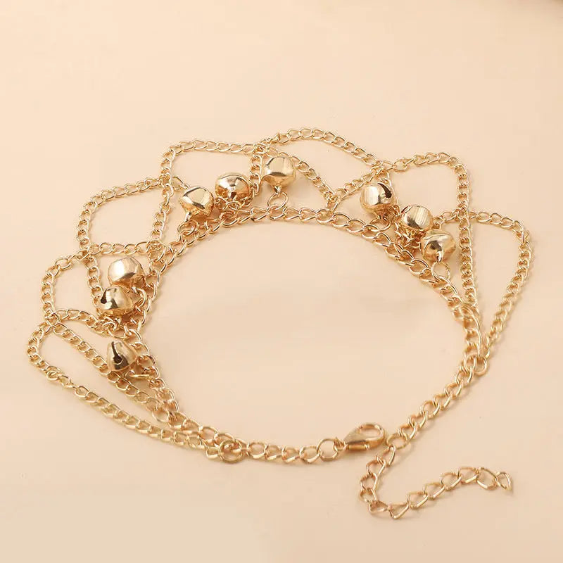 European and American cross-border trend personalized bell multi-layer chain bracelet ins internet celebrity simple temperament Korean style cute hand ornaments AQP-STORE