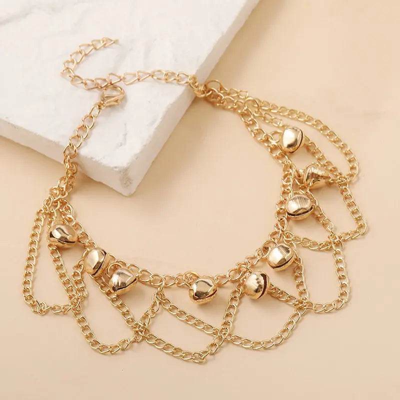 European and American cross-border trend personalized bell multi-layer chain bracelet ins internet celebrity simple temperament Korean style cute hand ornaments AQP-STORE