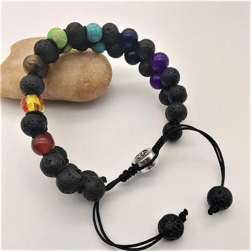 Cross-border Amazon hot selling Tiger Eye Imperial Stone Yoga Colorful Bracelet Hand Woven Double Row Bracelet Wholesale AQP-STORE