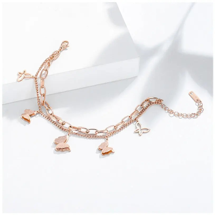 European and American double-layer titanium steel bracelet women's ins niche design fashionable personality hip-hop European and American tube bracelet jewelry AQP-STORE