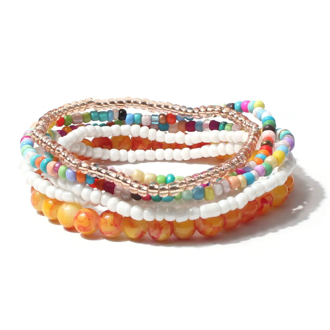 European and American cross-border personalized ins style hand jewelry bohemian style rice beads acrylic multi-layer bracelet for women F16320 AQP-STORE