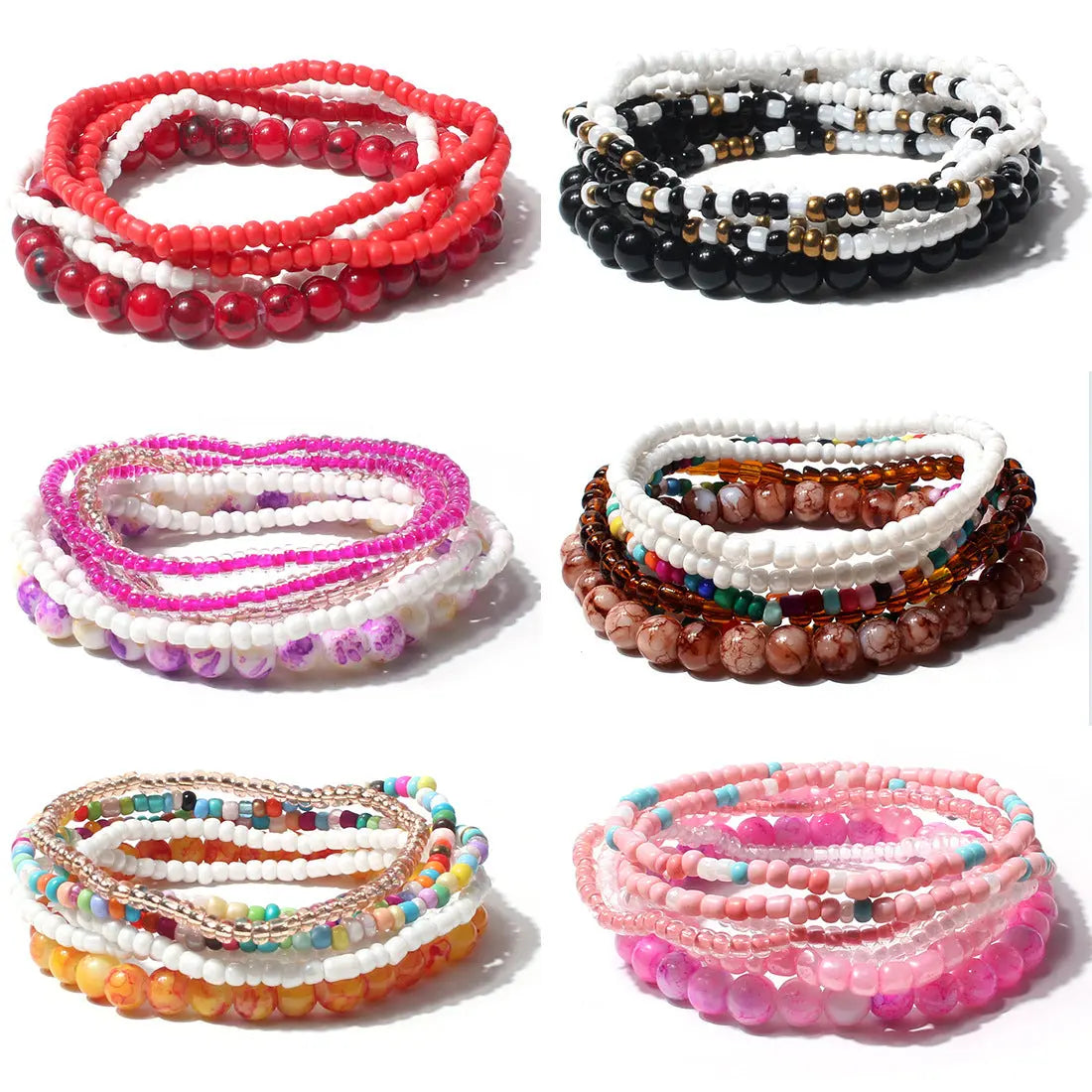 European and American cross-border personalized ins style hand jewelry bohemian style rice beads acrylic multi-layer bracelet for women F16320 AQP-STORE