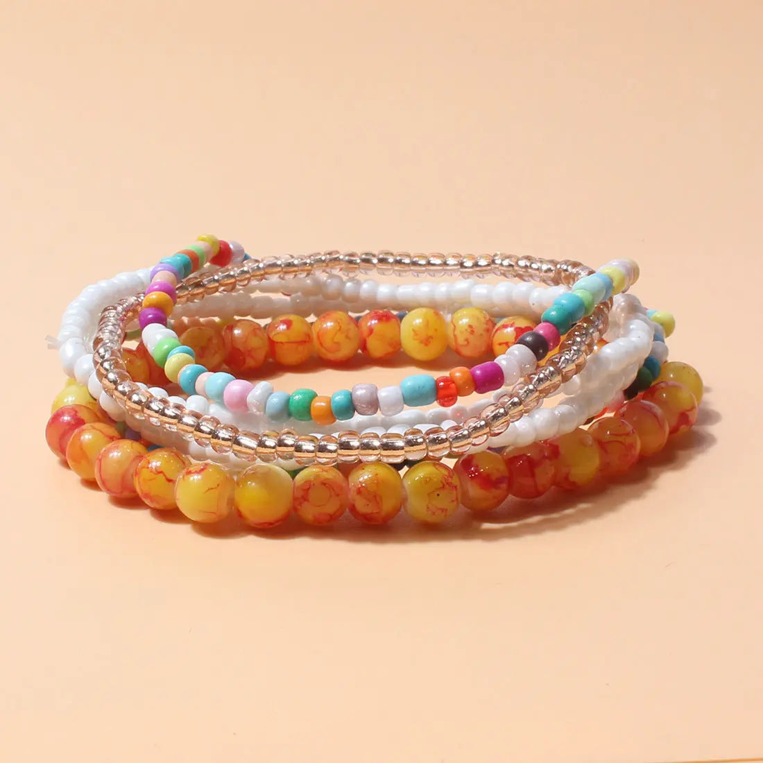 European and American cross-border personalized ins style hand jewelry bohemian style rice beads acrylic multi-layer bracelet for women F16320 AQP-STORE