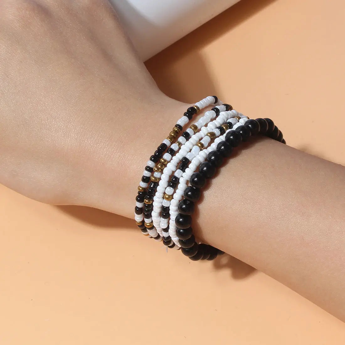European and American cross-border personalized ins style hand jewelry bohemian style rice beads acrylic multi-layer bracelet for women F16320 AQP-STORE