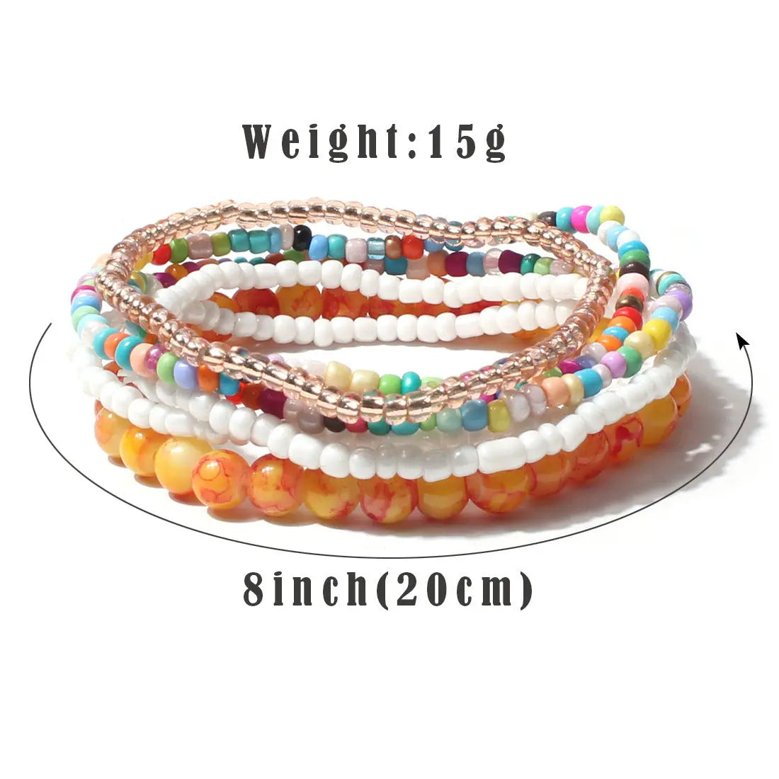 European and American cross-border personalized ins style hand jewelry bohemian style rice beads acrylic multi-layer bracelet for women F16320 AQP-STORE