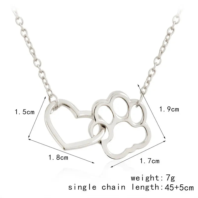 2023 Hot selling Jewelry Fashion Dog Claw Heart shaped Pendant Necklace European and American Alloy Short Necklace AQP-STORE