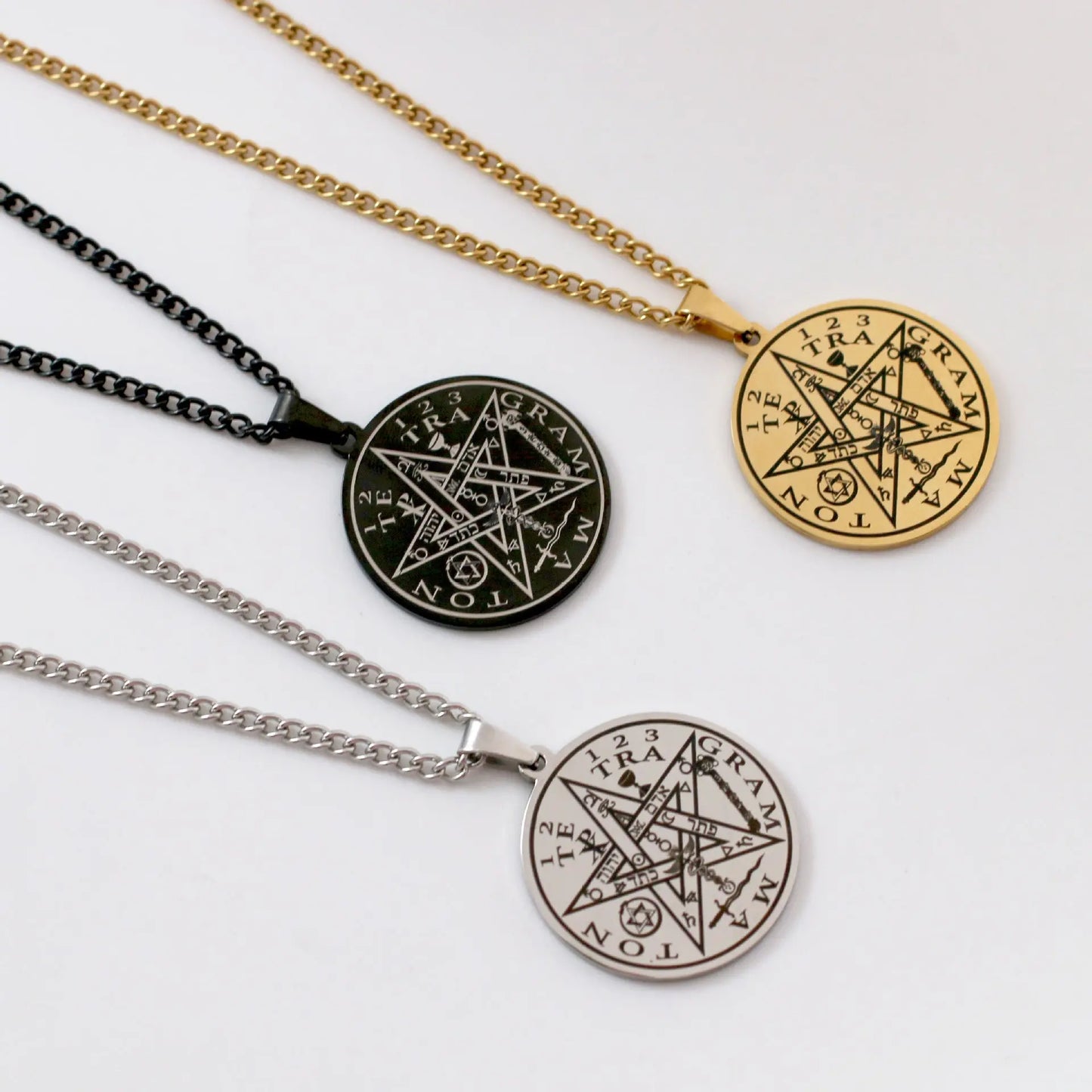 Hiphop, European and American pentagram, Solomon seal, Kabala amulet, male and female warrior titanium steel pendant necklace AQP-STORE