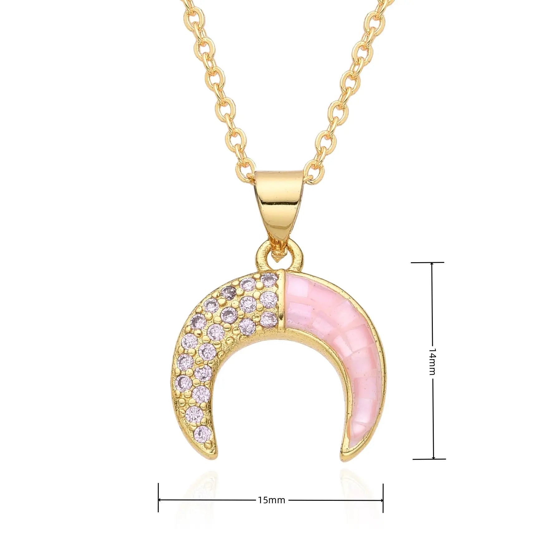 Love Necklace European and American Emerald Zircon Cross Necklace Women's Fashion Moon Love Pendant Necklace AQP-STORE