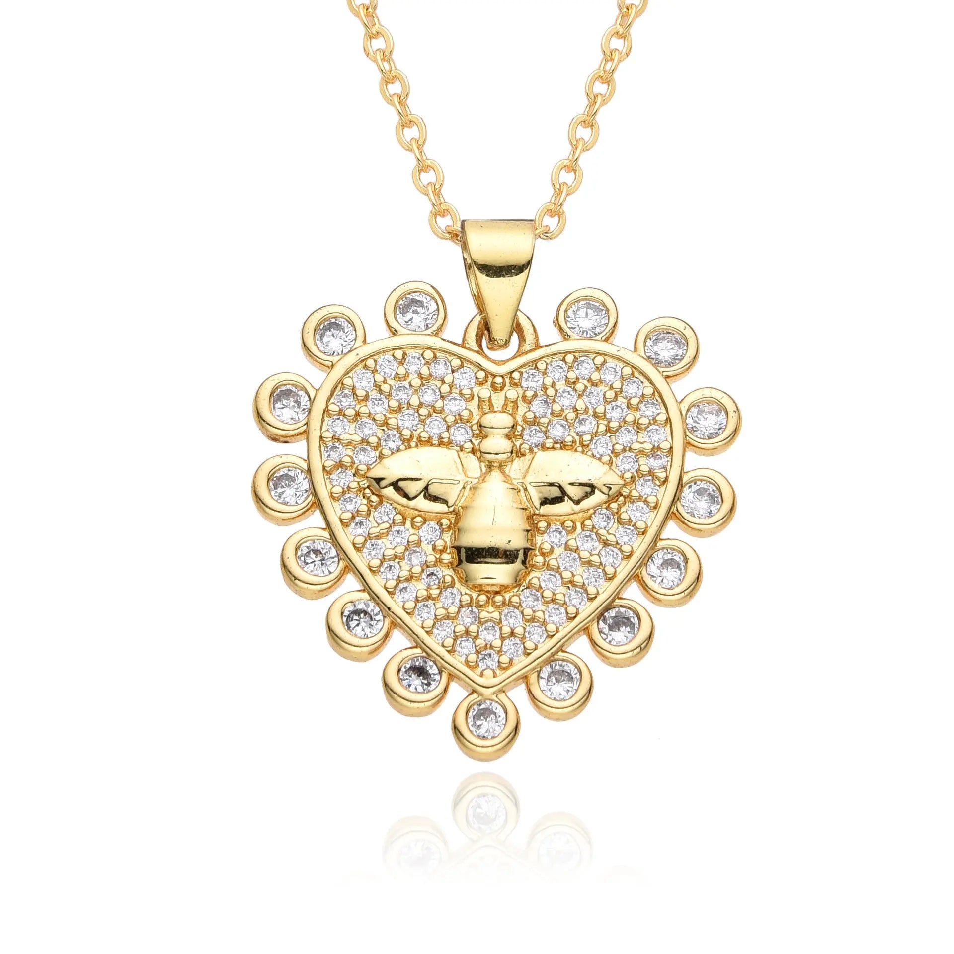 European and American minimalist zircon micro inlaid heart-shaped pendant necklace for women INS niche light luxury temperament versatile love collarbone chain AQP-STORE