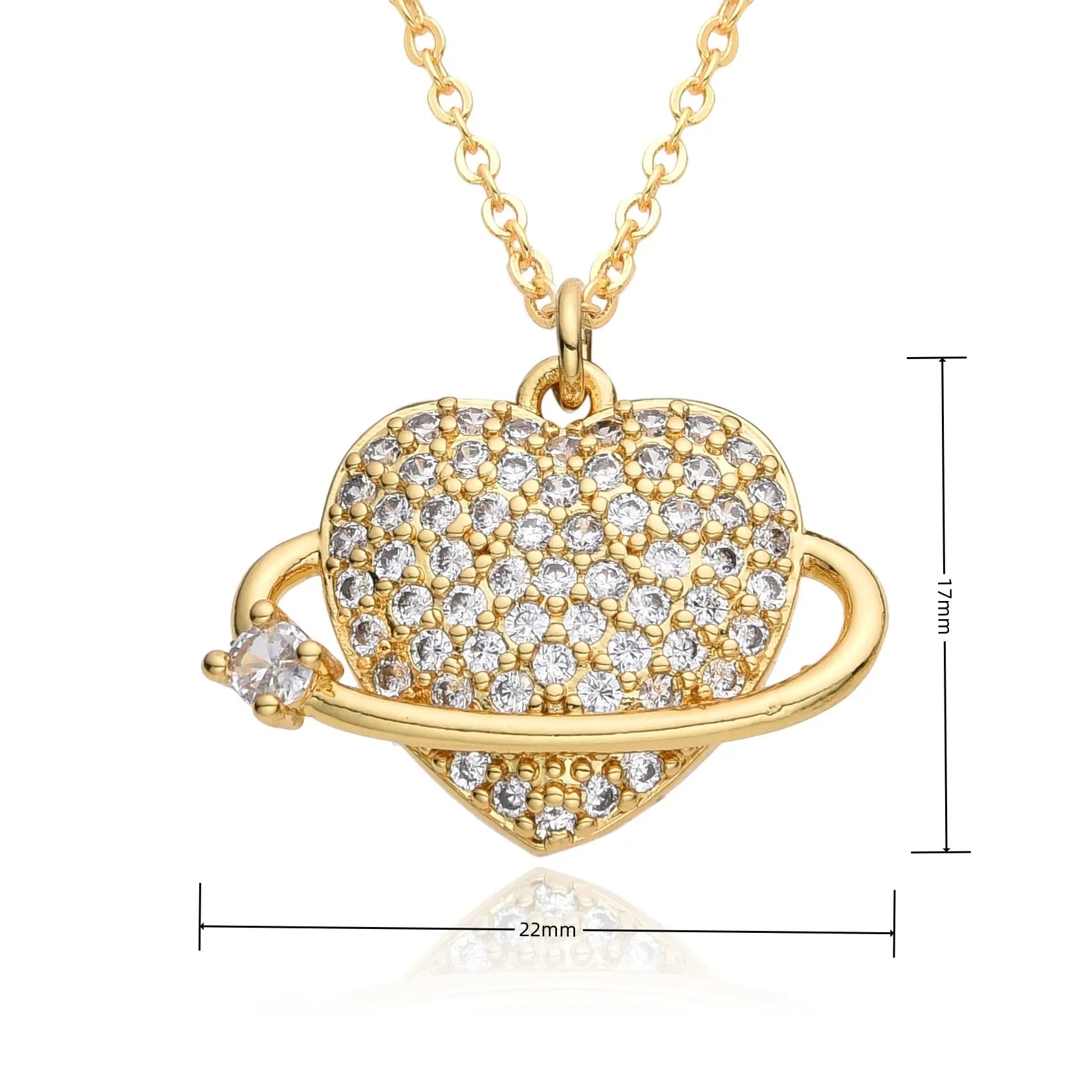 European and American minimalist zircon micro inlaid heart-shaped pendant necklace for women INS niche light luxury temperament versatile love collarbone chain AQP-STORE