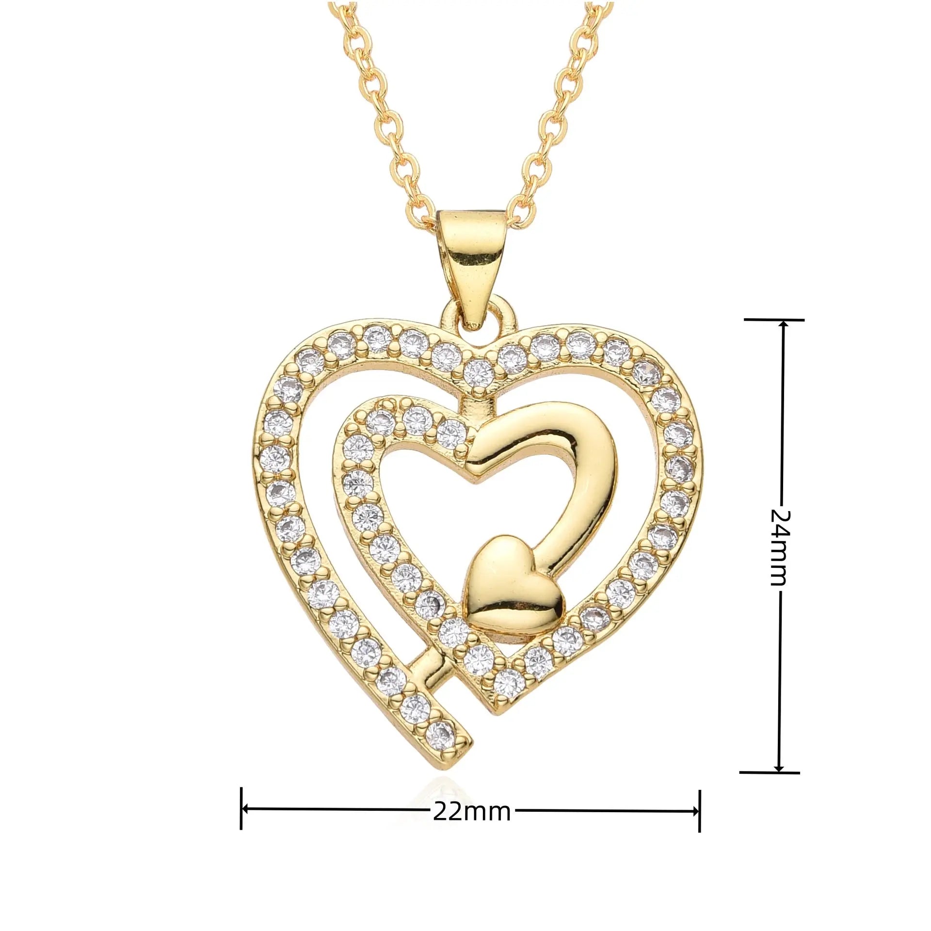 European and American minimalist zircon micro inlaid heart-shaped pendant necklace for women INS niche light luxury temperament versatile love collarbone chain AQP-STORE