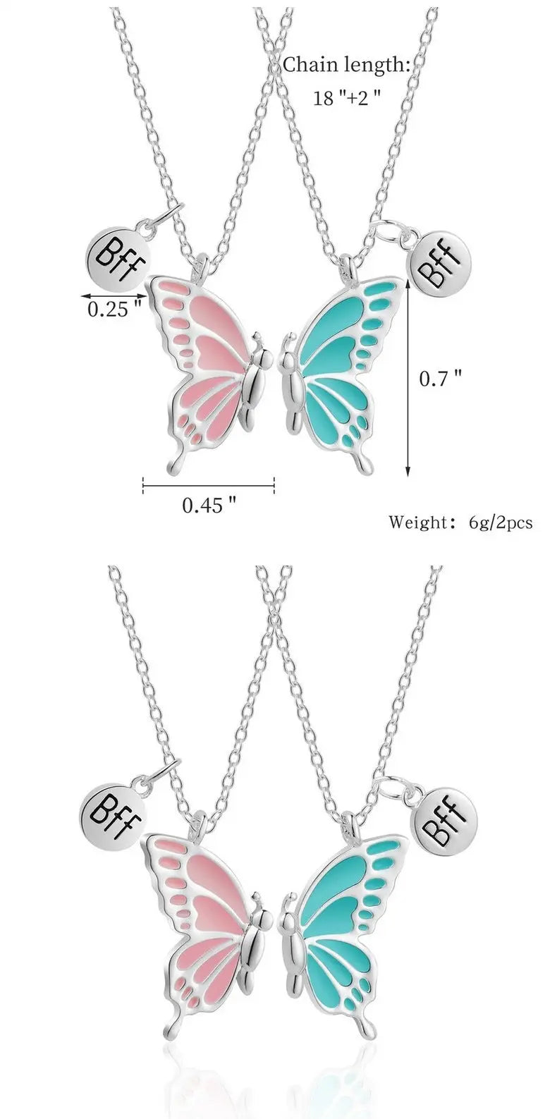 Cross border Wish Butterfly BFF Necklaces from Europe and America AQP-STORE