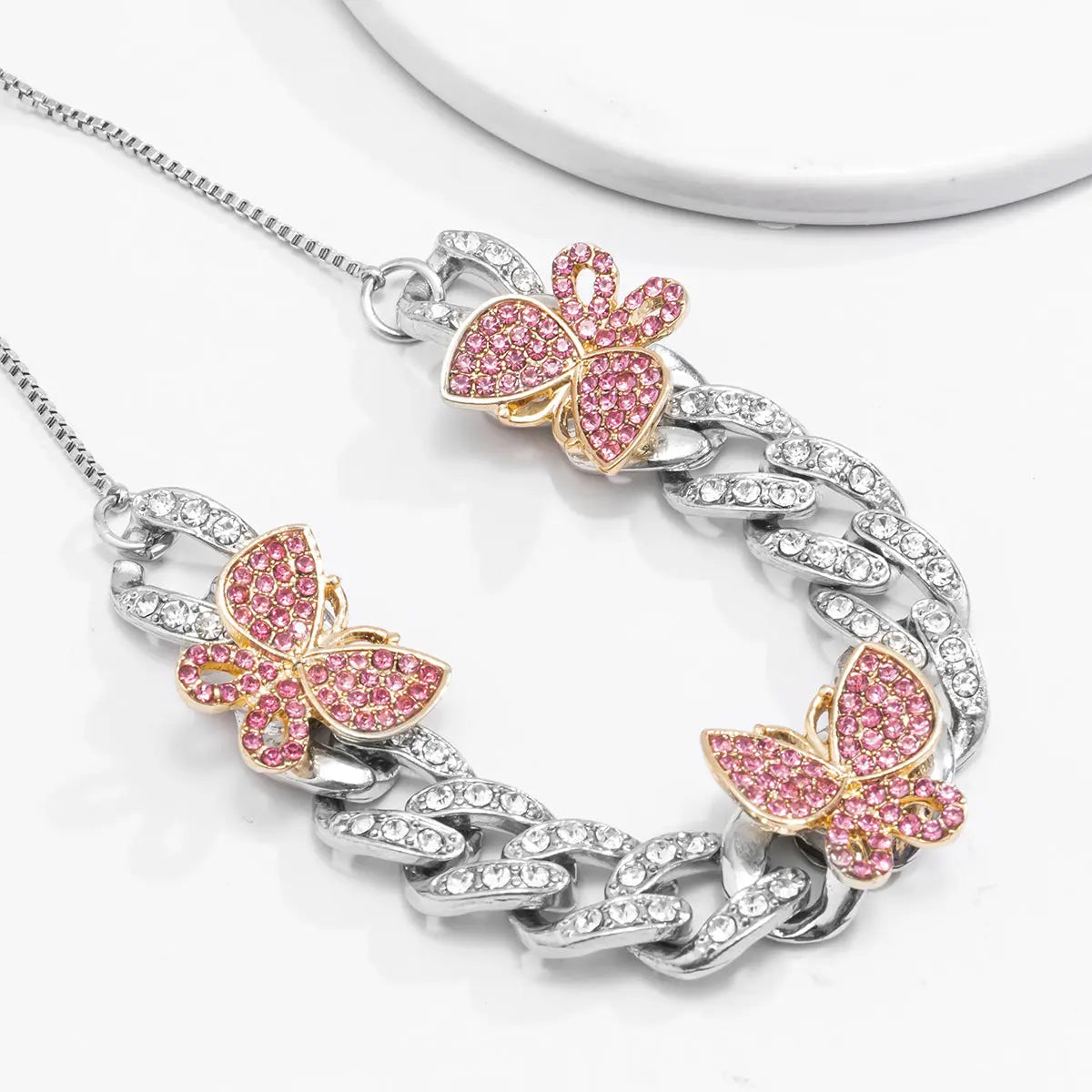 Cross border creative jewelry from Europe and America, exaggerated and personalized new butterfly anklet, versatile and trendy Cuban chain with diamond embellishments AQP-STORE