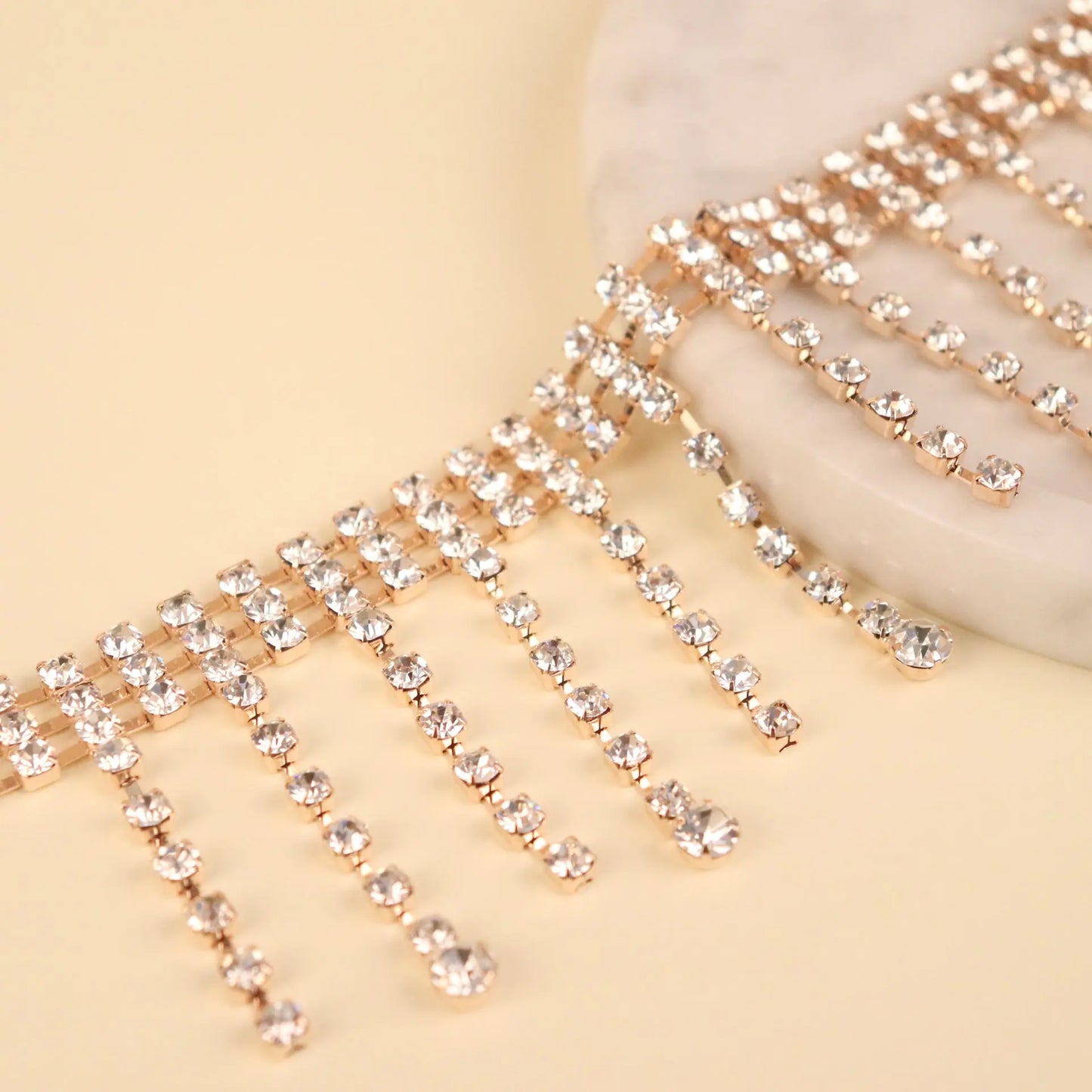 Exaggerated European and American rhinestone chains with diamond tassel anklets, bohemian personality beach ins body chain accessories for women AQP-STORE