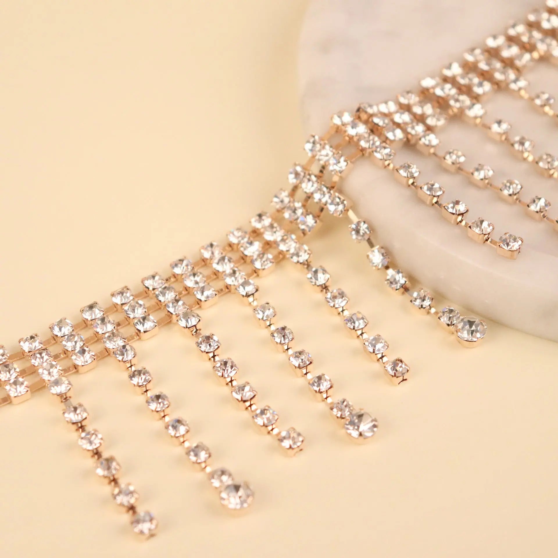 Exaggerated European and American rhinestone chains with diamond tassel anklets, bohemian personality beach ins body chain accessories for women AQP-STORE
