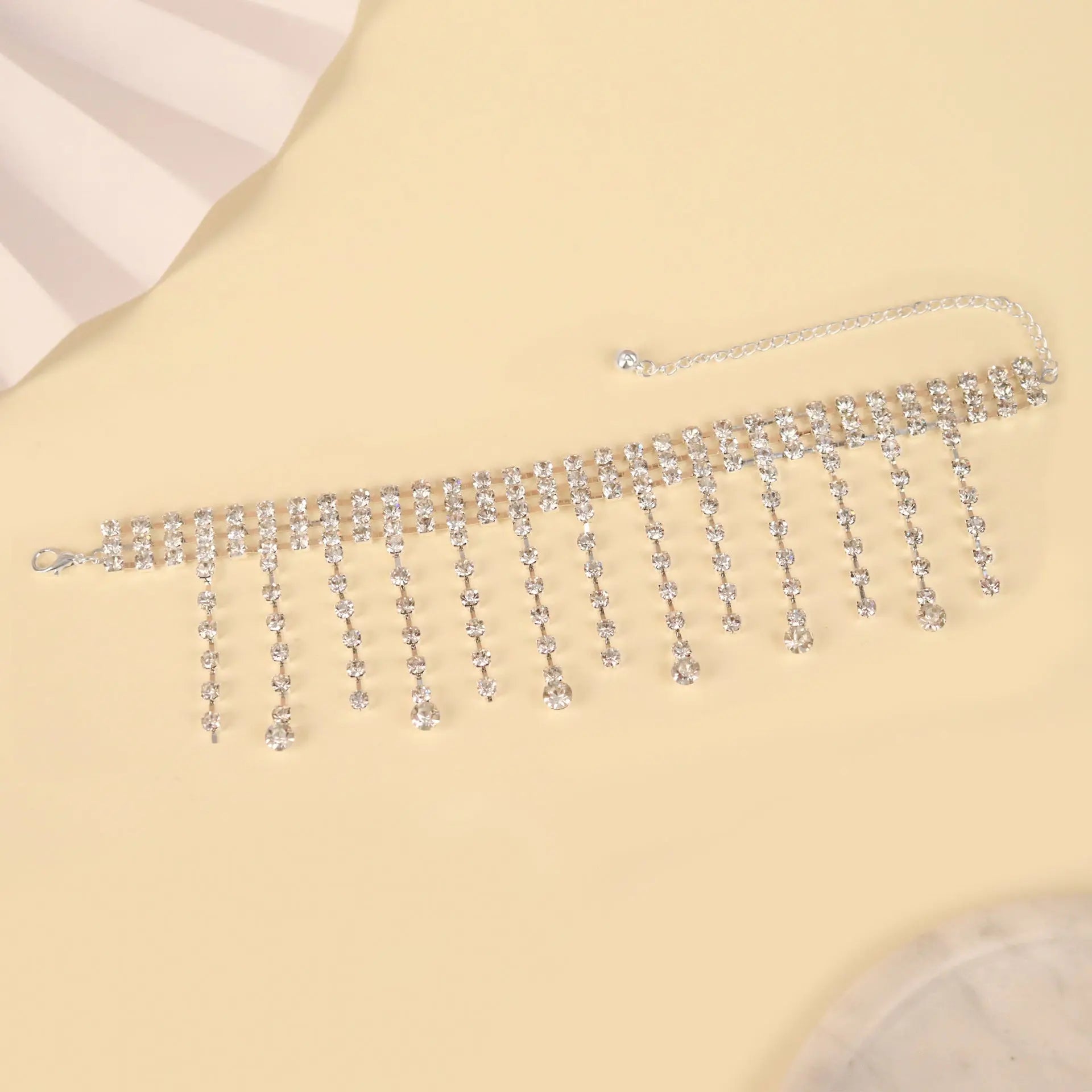 Exaggerated European and American rhinestone chains with diamond tassel anklets, bohemian personality beach ins body chain accessories for women AQP-STORE