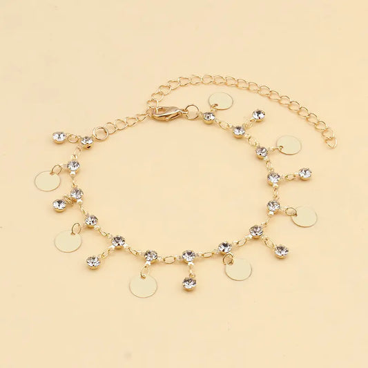 European and American jewelry ankle chains, retro ethnic Bohemian style beach ankle jewelry with diamond butterfly pendant, women's ankle chains AQP-STORE