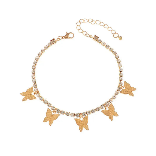 FZ0195 Cross border Fashion Jewelry from Europe and America Instagram Popular Butterfly Feet Chain Creative Shining Diamond Claw Chain Feet Decoration AQP-STORE