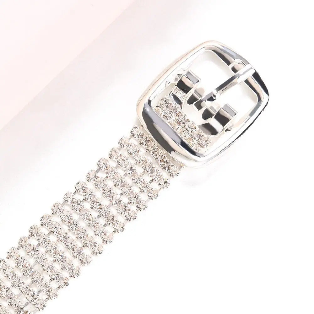 European and American fashion accessories, belt shaped ankle chains, water diamonds, multi-layer temperament, simple and shiny summer beach ankle chains, Anklet AQP-STORE