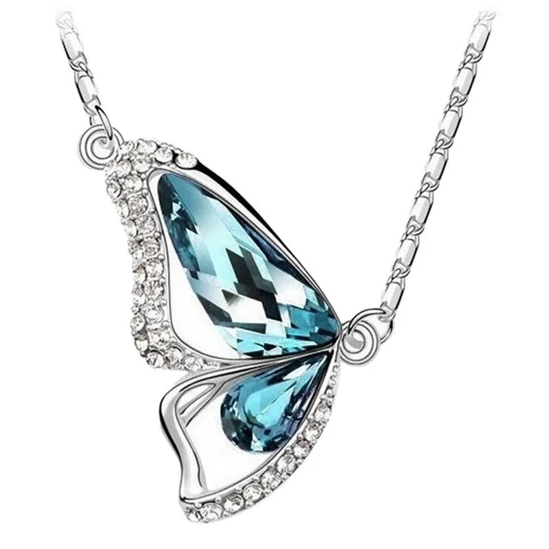 New Diamond Crystal Butterfly Jewelry Set Necklace+Earrings+Bracelet Crystal Set Fashion Jewelry AQP-STORE