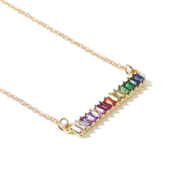 Instagram European and American Rainbow Bracelet Necklace, Women's Diamond Jewelry Set, Exquisite Neckchain, Retro Choker Collar Chain AQP-STORE